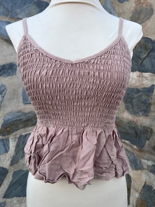 Top Fruncido Rosa Empolvado Talla Única