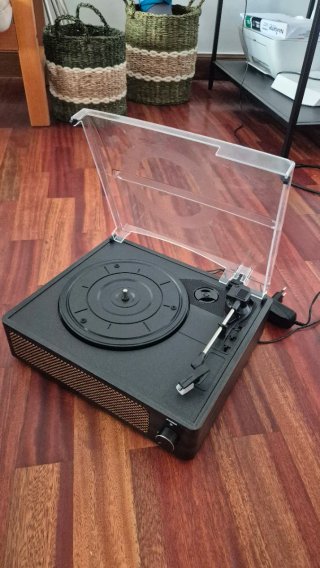Tocadiscos Bluetooth Negro y Marrón