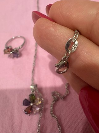 Set gioielli argento 925 fiori multicolor