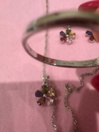 Set gioielli argento 925 fiori multicolor