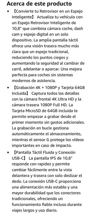 NUEVO! (124€) Espejo Retrovisor 10.8” Cámara