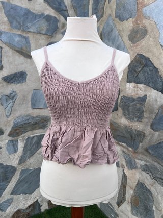 Top Fruncido Rosa Empolvado Talla Única