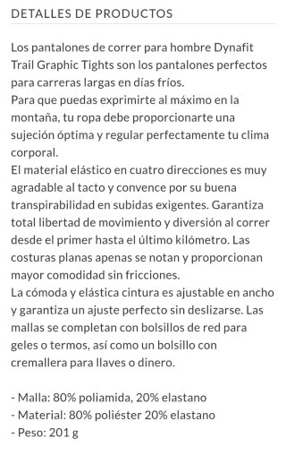 Mallas Trail Running Hombre Talla XL