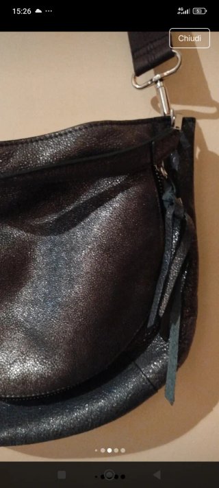 Borsa Borbonese tracolla pelle nera e argento