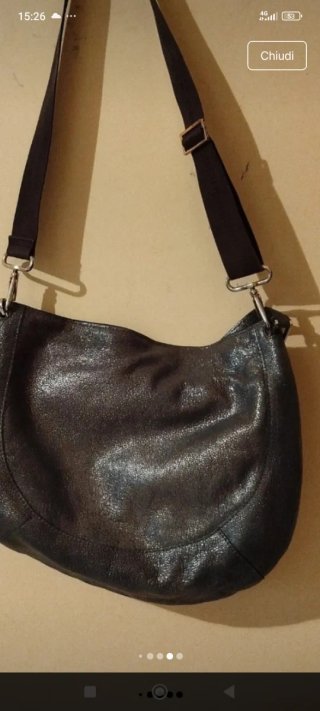 Borsa Borbonese tracolla pelle nera e argento