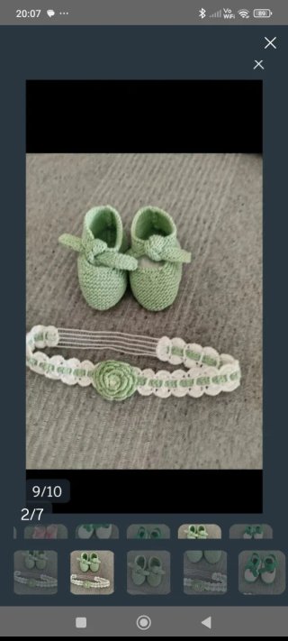Conjunto bebé: patucos y diadema crochet
