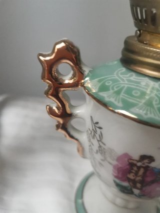 Lámpara Aceite Porcelana Antigua