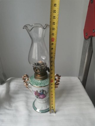 Lámpara Aceite Porcelana Antigua
