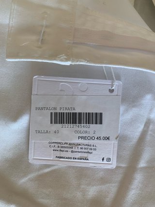 Pantalón Chino Pirata IFEPI Blanco T.40