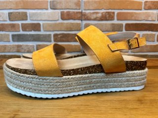 Sandalias plataforma esparto mostaza - Talla 40