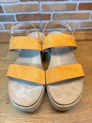 Sandalias plataforma esparto mostaza - Talla 40