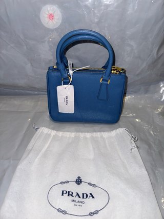 Bolso Prada Galleria Mini Saffiano Piel Azul