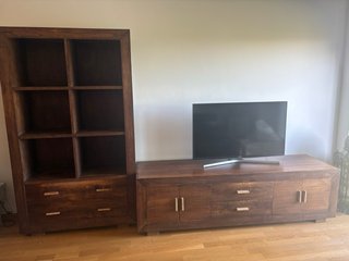 Mueble TV y Estantería madera maciza