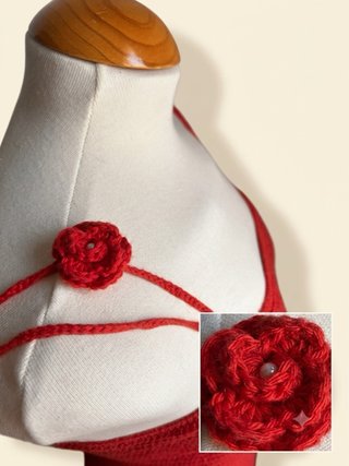 Enterizo corto tejido rojo talla M