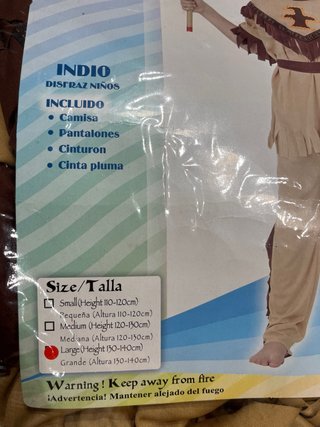 Disfraz Indio Infantil. 130-140cm