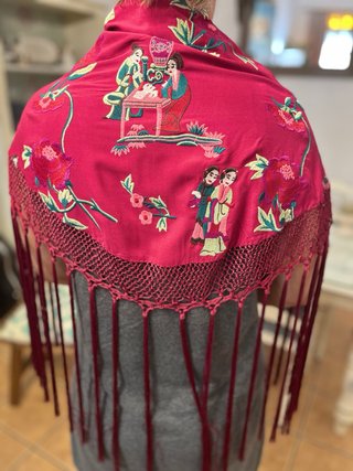 Mantoncillo Flamenco Flecado Seda Hecho a Mano