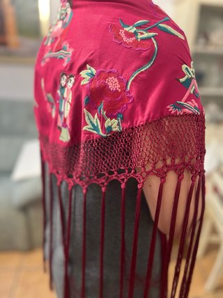 Mantoncillo Flamenco Flecado Seda Hecho a Mano