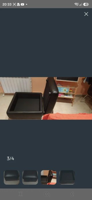 Pouf in similpelle nera con spazio per riporre oggetti