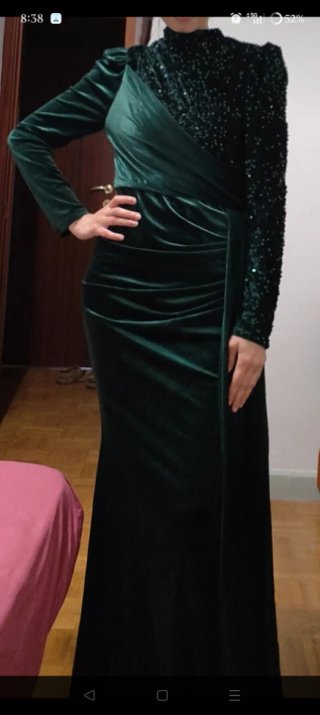 Vestido de fiesta verde terciopelo