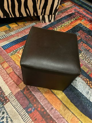 Puff mini poli piel negro