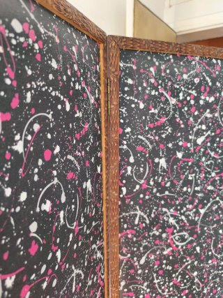 Biombo madera y textil estampado