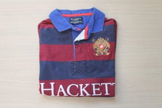 Polo Rugby Hackett Talla 9-10 Rayas Azul/Rojo