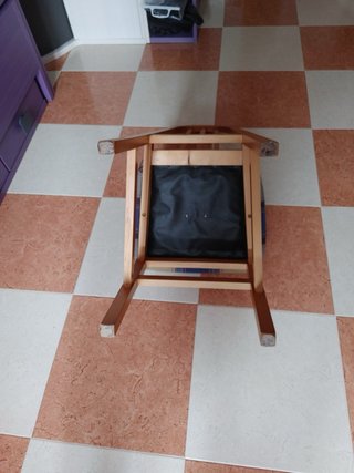 Set di 3 sedie in legno e tessuto