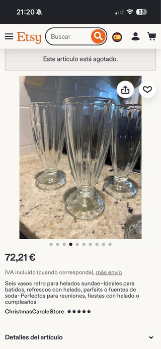 6 Vasos Retro para Helados