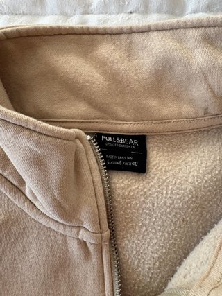 Sudadera Pull&Bear beige cremallera talla L