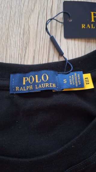 Camiseta Polo Ralph Lauren negra logo rojo – talla