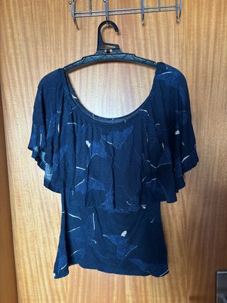 Blusa Ciganinha Azul Padrão Raias Tam. S