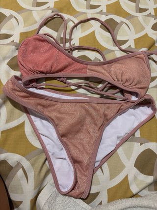 Traje de baño rosa XS con brillitos