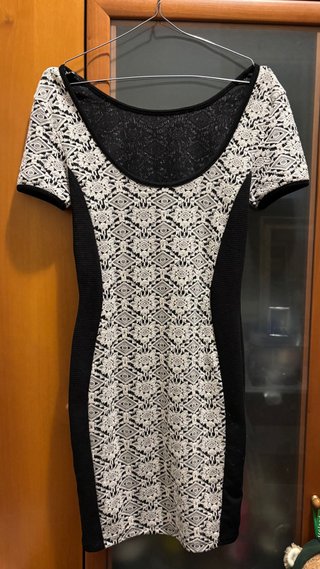 Vestito corto fantasia bianco e nero