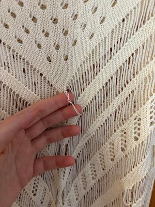 Saída de Praia / Túnica Malha Boho M Cru