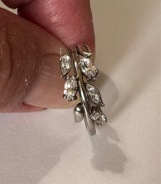 Anello vintage argento zirconi bianchi
