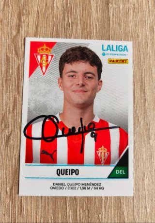 Cromo firmado Dani Queipo (Real Sporting)