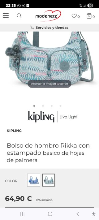 Bolso bandolera Kipling estampado