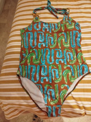 Bañador estampado marrón, verde y azul