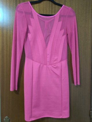 Vestido rosa manga larga