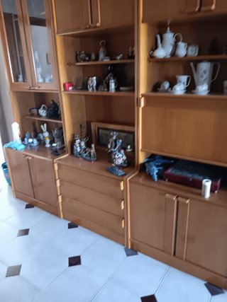 Mueble modular 3 cuerpos madera y cristal