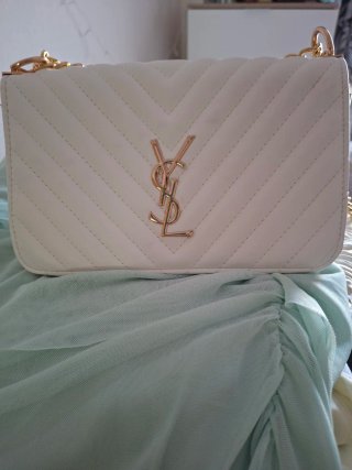 Borsa Yves Saint Laurent YSL Dorato Bianco
