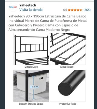 Estructura Cama Metal 90cm + Colchón regalo