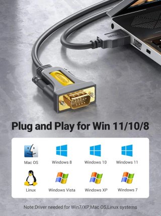 UGREEN USB a Serie RS232 DB9 Chapado Oro