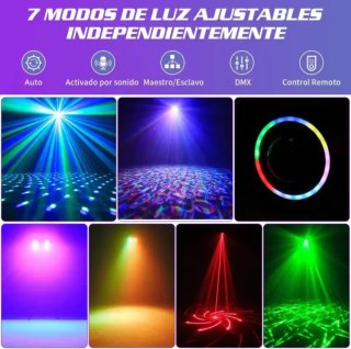 Luz DJ Profesional 7 en 1 Láser UV RGBW