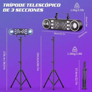 Luz DJ Profesional 7 en 1 Láser UV RGBW