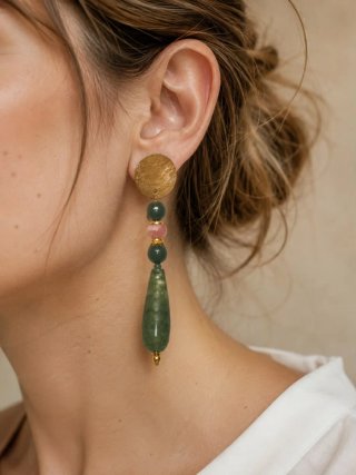 Pendientes lágrima verde