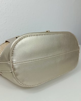 Bolso Rafia y Piel Plateado