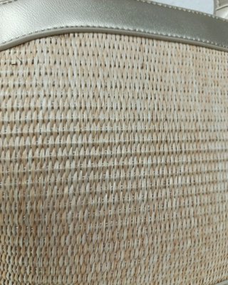 Bolso Rafia y Piel Plateado
