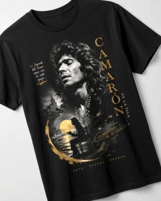 Camiseta Negra Camarón Inspiración Flamenca