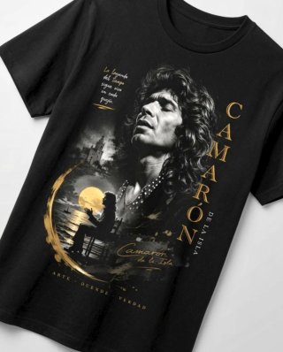 Camiseta Negra Camarón Inspiración Flamenca